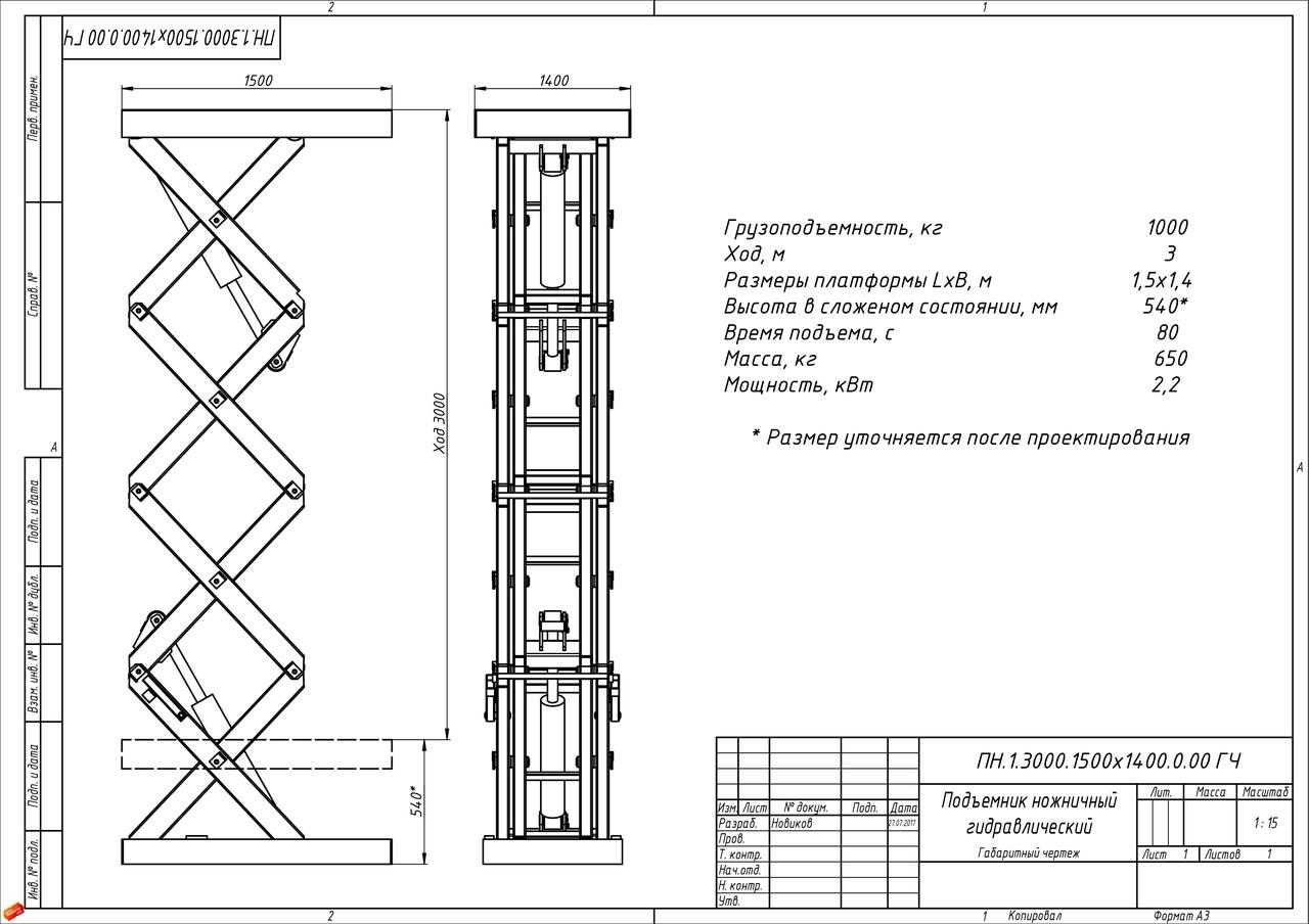 Стол подъемный Energopole SJ 1,0-3,0 (1500х1400х540) 