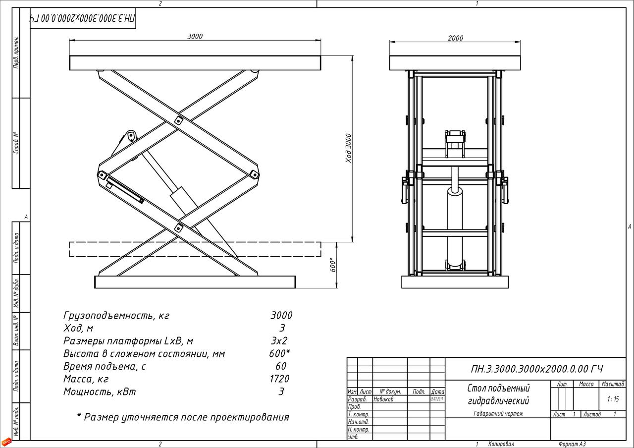 Стол подъемный Energopole SJ 3.0-3.0 (3000*2000*600)